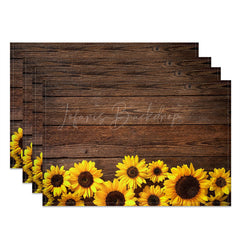 Lofaris Wood Wall Sunflowers Retro Dining Set Of 4 Placemats