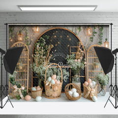 Lofaris Wooden Arch Easter Egg Basket Photography Backdrop