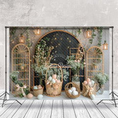 Lofaris Wooden Arch Easter Egg Basket Photography Backdrop