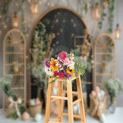 Lofaris Wooden Arch Easter Egg Basket Photography Backdrop