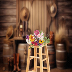 Lofaris Wooden Barrel Boots Cowboy Phorogrpahy Backdrop