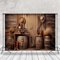 Lofaris Wooden Barrel Boots Cowboy Phorogrpahy Backdrop