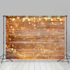 Lofaris Wooden Board Golden Glitter Bokeh Party Backdrop