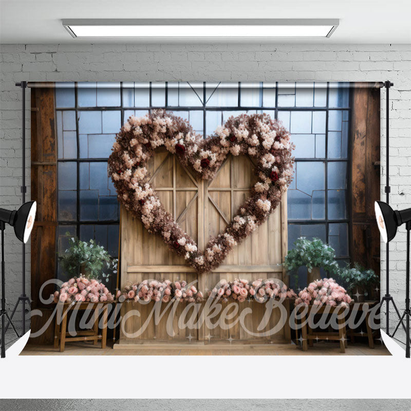 Lofaris Wooden Board Wall Rose Heart Valentines Day Backdrop