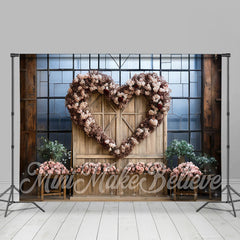 Lofaris Wooden Board Wall Rose Heart Valentines Day Backdrop