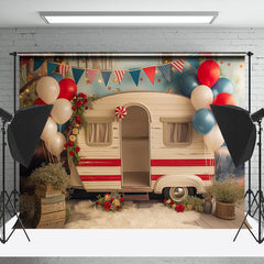 Lofaris Wooden Car Balloons Usa Flag Cake Smash Backdrop