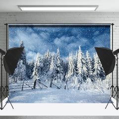 Lofaris Wooden Fence Pine Forest Snow Landscape Photo Backdrop