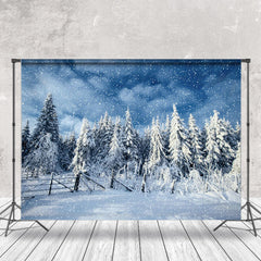 Lofaris Wooden Fence Pine Forest Snow Landscape Photo Backdrop