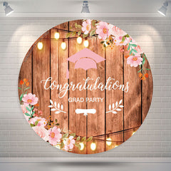 Lofaris Wooden Floral Round Congrats Grad Party Backdrop