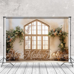 Lofaris Wooden Frame Door Flowers Photo Retro Wall Backdrop