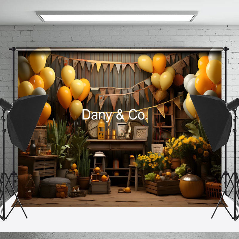 Lofaris Wooden House Balloon Decoration Birthday Backdrop