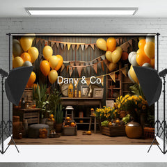 Lofaris Wooden House Balloon Decoration Birthday Backdrop