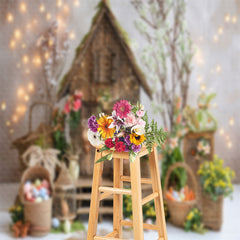 Lofaris Wooden House Eggs Easter Backdrop For Photography