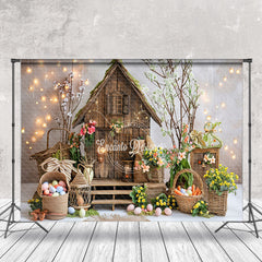 Lofaris Wooden House Eggs Easter Backdrop For Photography