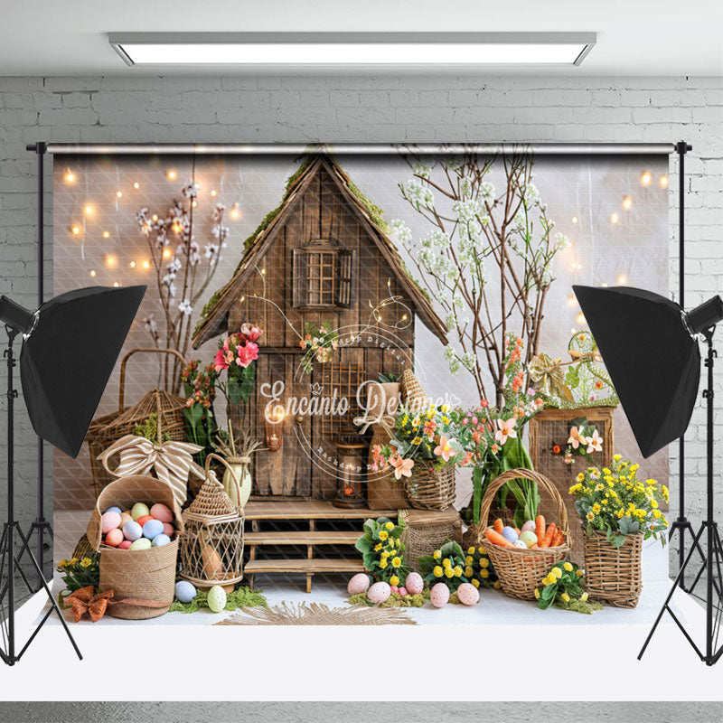 Lofaris Wooden House Eggs Easter Backdrop For Photography