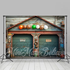 Lofaris Wooden House Shutter Door Balloon Birthday Backdrop