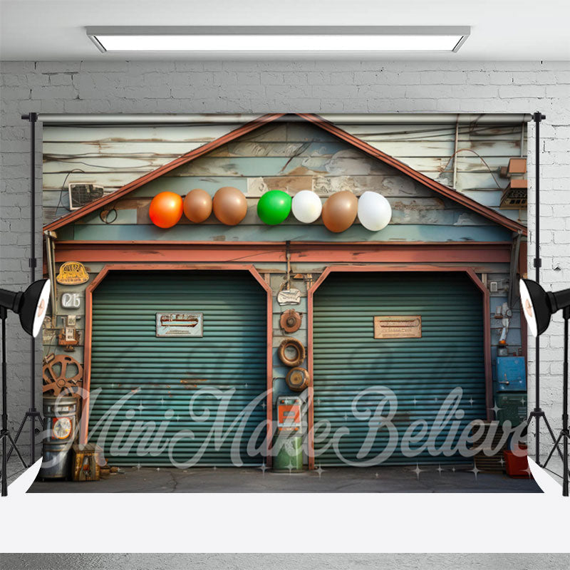 Lofaris Wooden House Shutter Door Balloon Birthday Backdrop