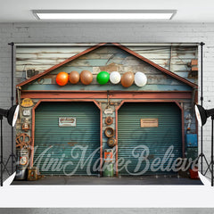 Lofaris Wooden House Shutter Door Balloon Birthday Backdrop