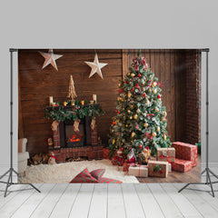 Lofaris Wooden House Star Fireplace Gift Christmas Backdrop