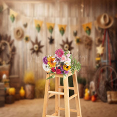 Lofaris Wooden House Vintage Haystack Fall Backdrop