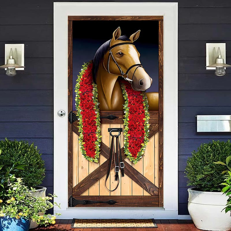 Lofaris Wooden Stable Horse Racing Kentucky Derby Door Cover