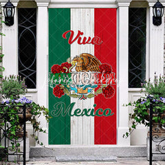 Lofaris Wooden Stripe Eagle Viva Mexican Birthday Door Cover