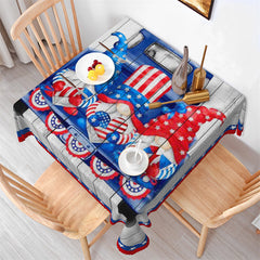 Lofaris Wooden Truck Dwarfs American Flag Square Tablecloth