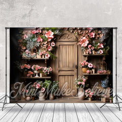 Lofaris Wooden Vintage Door Shelf Clay Pot Flower Backdrop