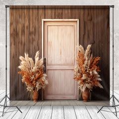 Lofaris Wooden Wall Door Boho Floral Photography Backdrop