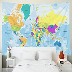 Lofaris World Geographic Detail Map Tapestry For College Dorm