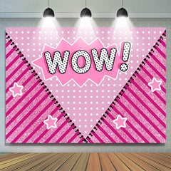 Lofaris Wow Pink Sparkle Stripe Birthday Backdrop For Girls