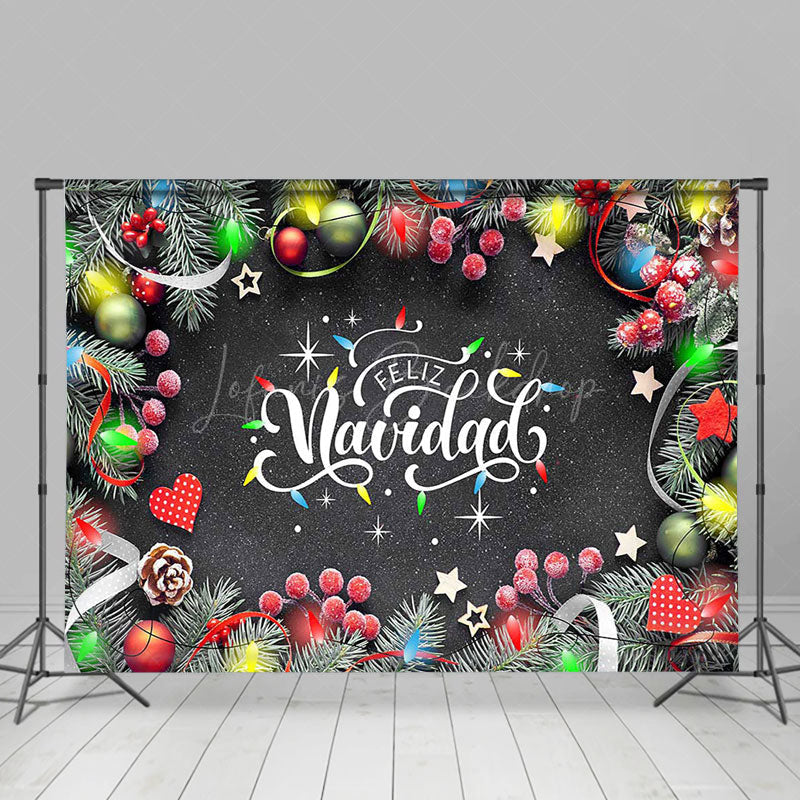 Lofaris Xmas Leaves Bells Feliz Navidad Christmas Backdrop