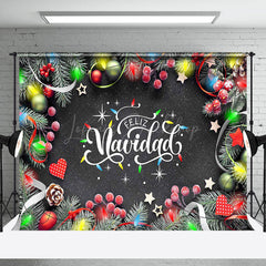 Lofaris Xmas Leaves Bells Feliz Navidad Christmas Backdrop