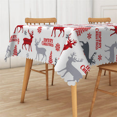 Lofaris Xmas Tree Reindeer Patterns Christmas Tablecloth