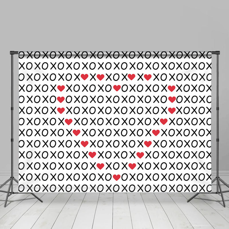 Lofaris Xo Red Heart Text White Valentines Day Backdrop