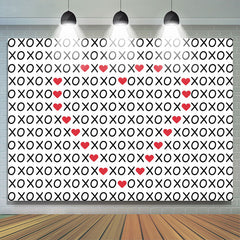 Lofaris Xo Red Heart Text White Valentines Day Backdrop