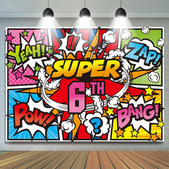 Lofaris Yeah Zap Pow Caricature Super 6th Birthday Backdrop