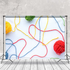 Lofaris Yello Red Ball Of Yarn Birthday Backdrop For Photo