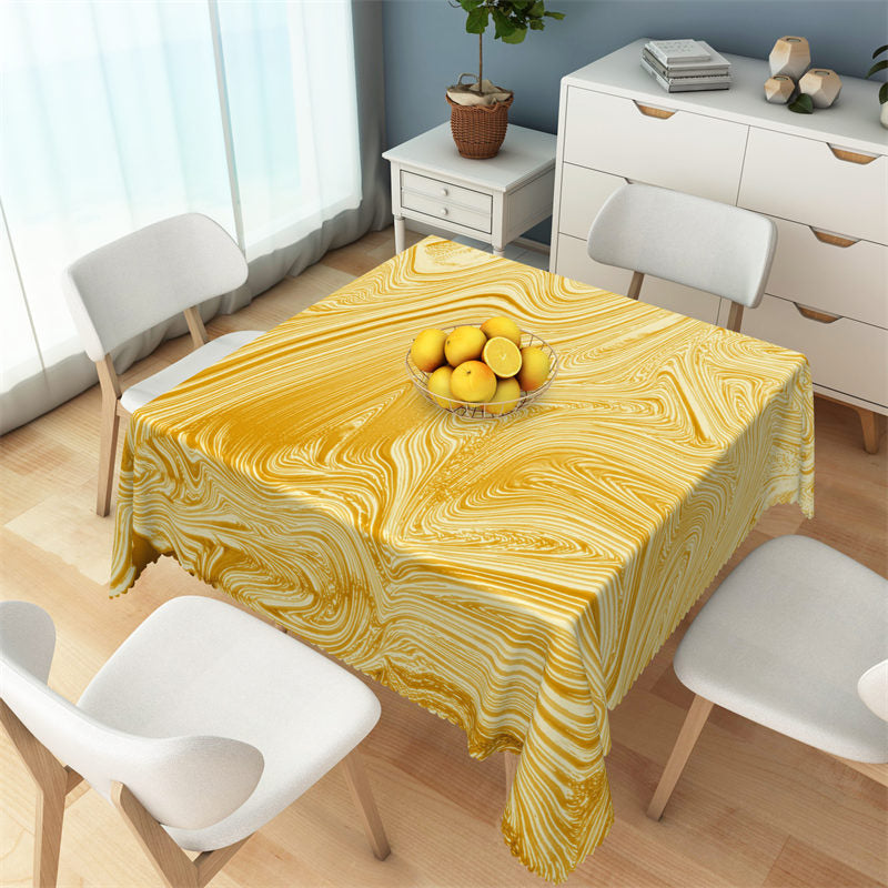 Lofaris Yellow Abstract Grain Elegant Square Tablecloth