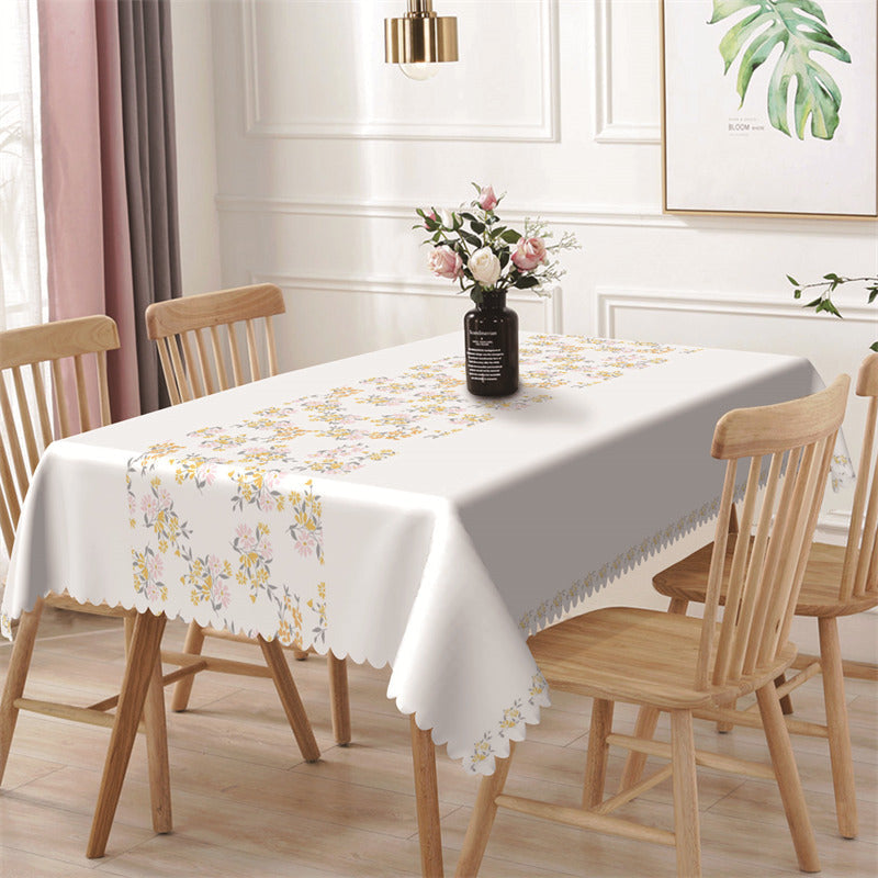 Lofaris Yellow And Pink Floral Rustic Rectangle Tablecloth