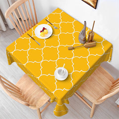 Lofaris Yellow Argyle Patterns Square Dining Tablecloth