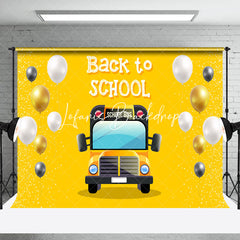 Lofaris Yellow Balloons Bus Back To School Party Backdrop