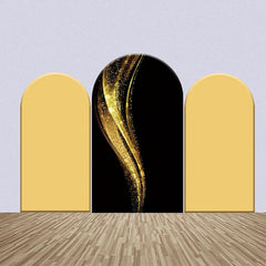 Lofaris Yellow Black Gold Sparkle Abstract Arch Backdrop Kit