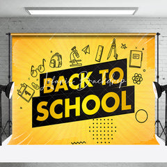 Lofaris Yellow Black Stationery Line Back To School Backdrop
