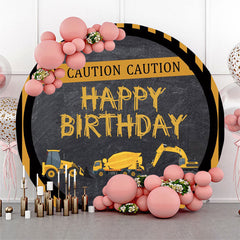 Lofaris Yellow Black Stripes Vehicle Circle Birthday Backdrop