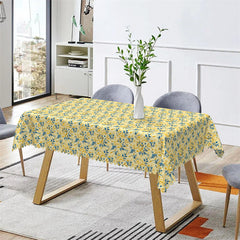 Lofaris Yellow Blue Flower Decorative Rectangle Tablecloth