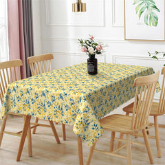 Lofaris Yellow Blue Flower Decorative Rectangle Tablecloth