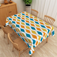 Lofaris Yellow Blue Stripe Modern Art Geometric Tablecloth