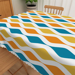 Lofaris Yellow Blue Stripe Modern Art Geometric Tablecloth