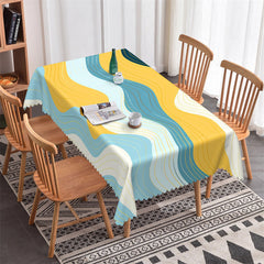 Lofaris Yellow Blue Wave Fashion Simple Rectangle Tablecloth